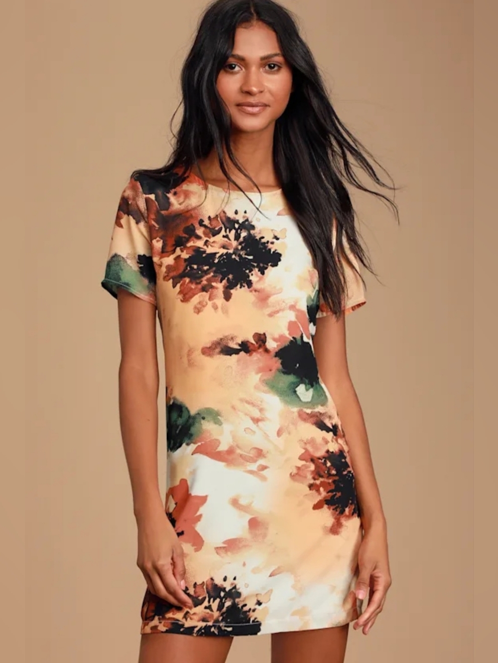 Lulus Camaraderie Orange Print Shift Dress Size XS